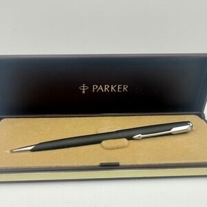 Vintage Parker Classic Matte Black Ballpoint Pen Made in USA with Original Case
